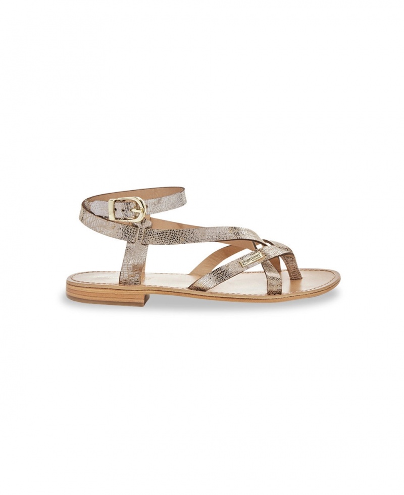 Sandales à entre-doigts Les Tropeziennes HEPYFANI Ankle-strap Or Lezard Femme|JGID-70774982